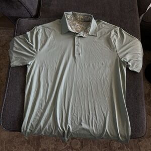 Birdie Threads Performance LARGE Golf Polo Green Mint Blue Men Stretch Shirt EUC